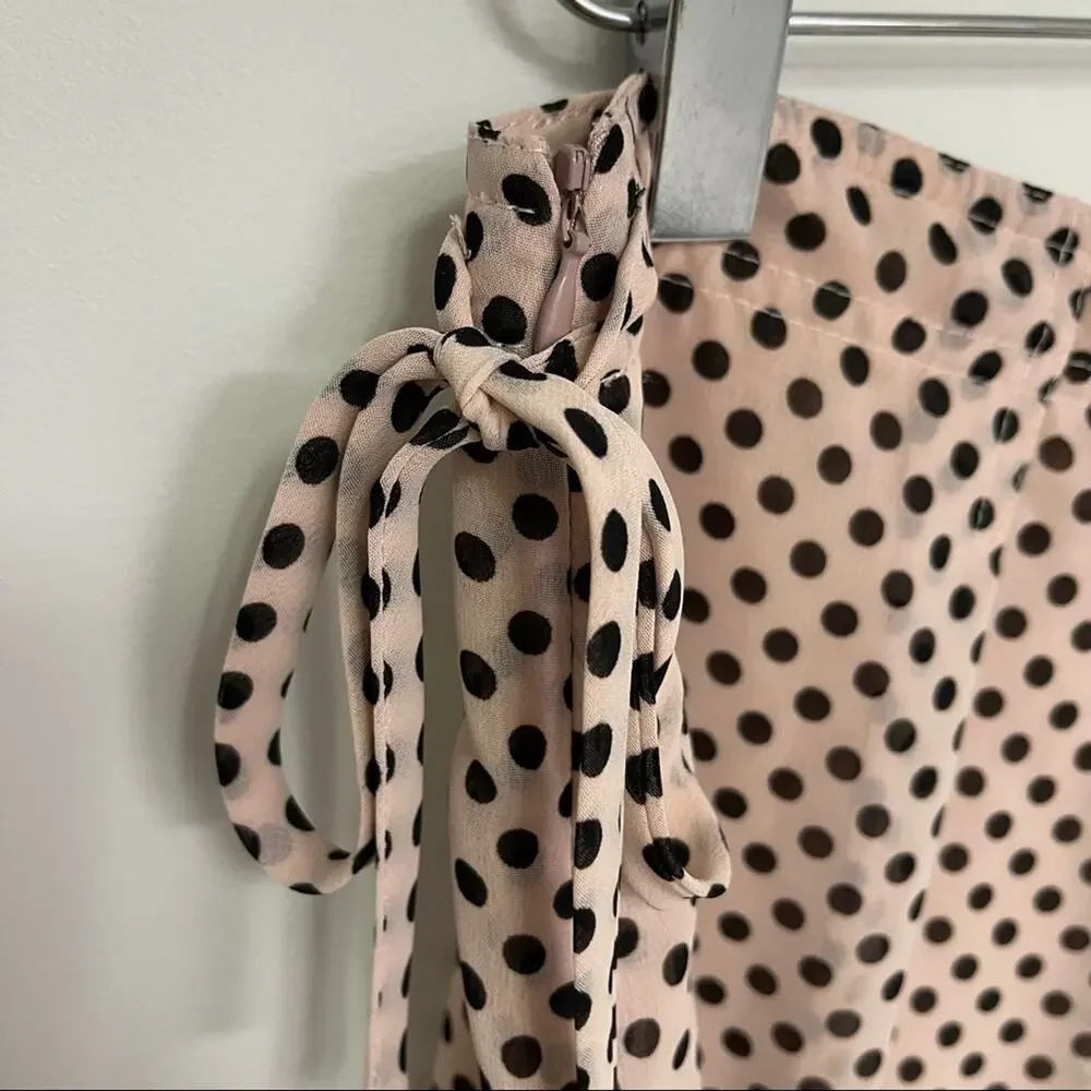 LOUBEN Skirt Size 14 Polka Dot Tie Waist Business Career Work Casual Size Zipper